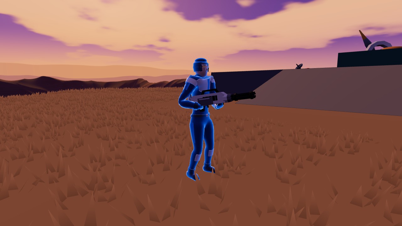The Avatar holding the chaingun in the game
